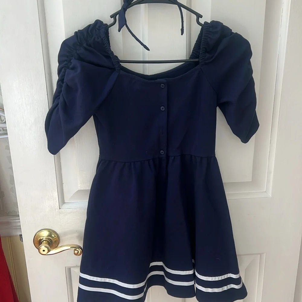 Janie & Jack blue and white sailor dress. Matching headband included. Size 8 G - Picture 5 of 6